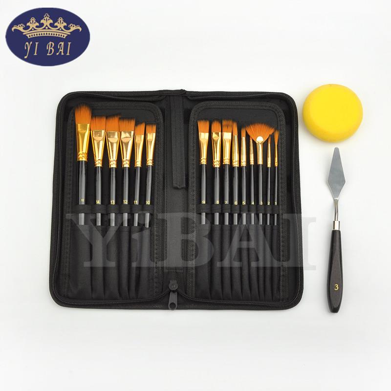 跨境15支油画笔黑色布包
