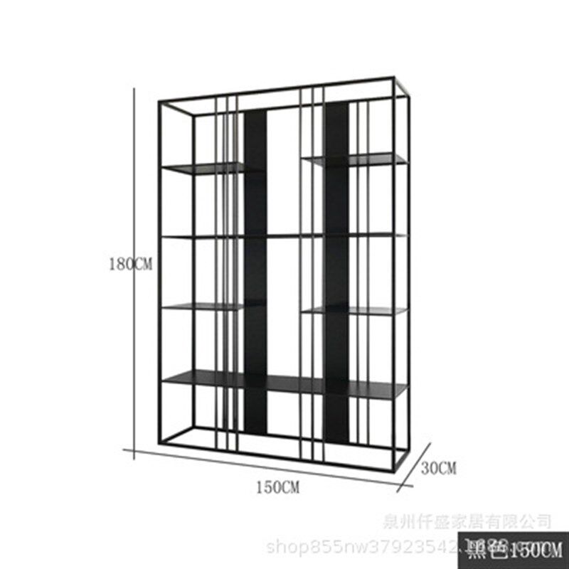 轻奢卧室铁艺书架落地金色靠墙置物架客厅隔断装饰展示架创意架子