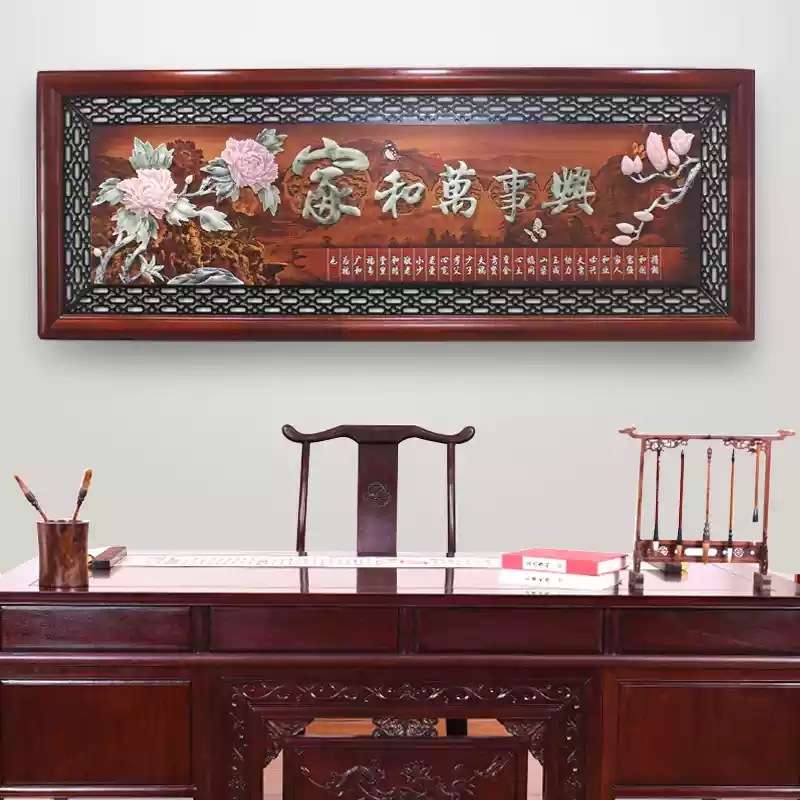 厂家供应180cm有框无框浮雕装饰画 家居客厅书房型中式立体装饰画图片