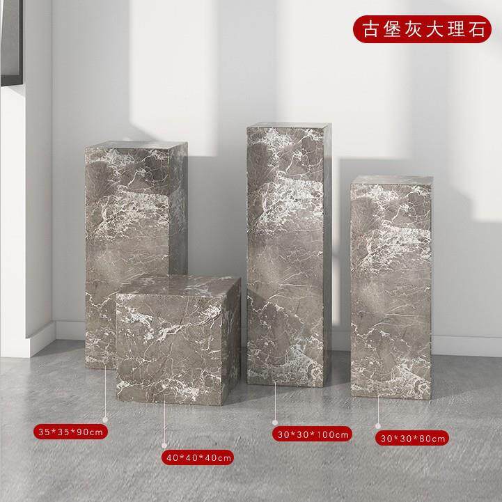 天然大理石古堡灰底座客厅电视柜旁边落地摆件雕塑工艺装饰品底座