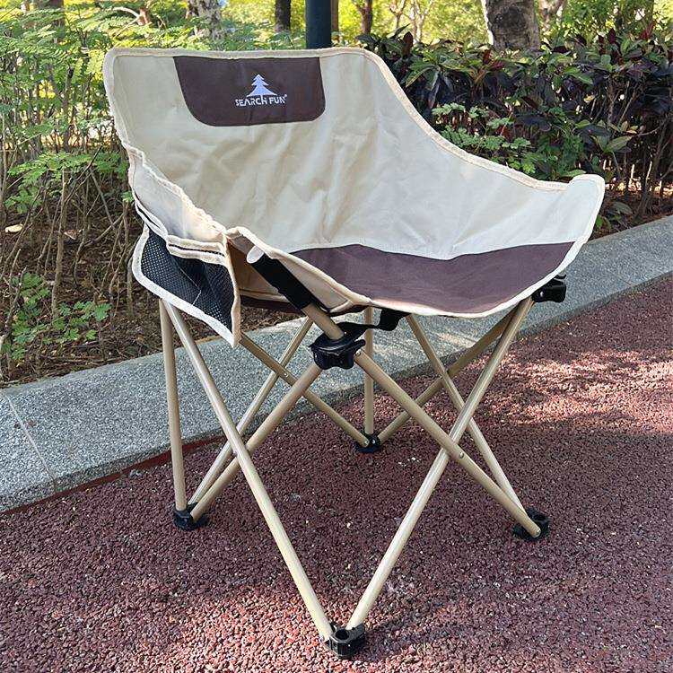 SEARCH FUN搜乐户外折叠椅营地轻奢风休闲椅露营烧烤单人椅米白色