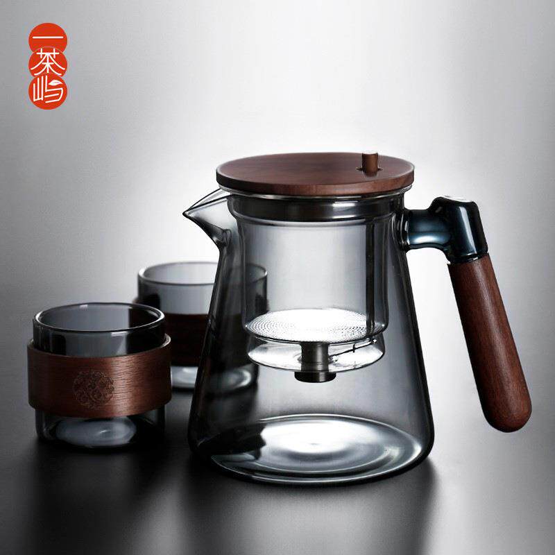 现货按压式一键过滤飘逸杯全玻璃随手耐高温沏泡茶壶神器茶水
