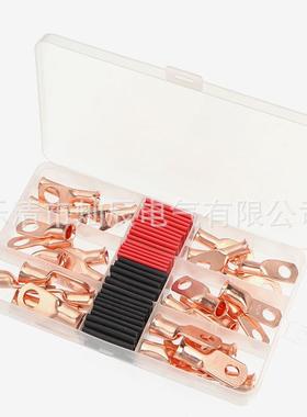 60pcs美规铜鼻子盒装 30pcs铜鼻子接线端子+热缩管G管3:1黑红色