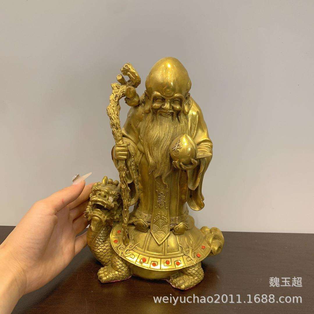 纯铜寿星仙鹤乌龟铜福禄寿摆件 福寿双全长命百岁福禄寿摆件
