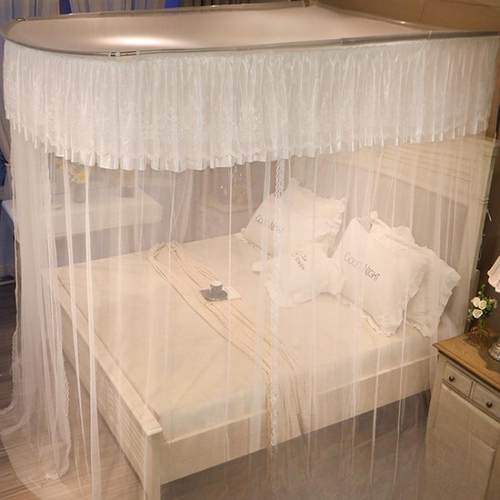 u型伸缩落地蚊帐家用2025新款卧室导轨道支架加粗免安装纹账