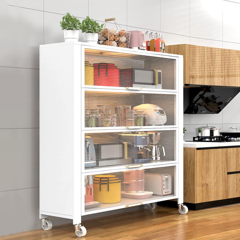 厨房置物架落地置物柜储物柜多功能微波炉锅烤箱橱柜收纳架带柜门