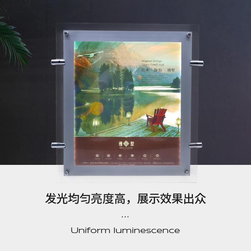 LED双面吊挂式水晶灯箱发光吊牌饭店菜牌橱窗展示广告牌吊挂灯箱