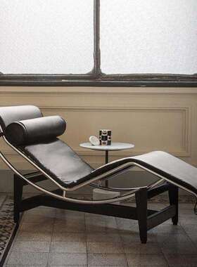 设计师经典LC4休闲躺椅柯布西耶个性办公室阳台不锈钢皮艺沙发椅