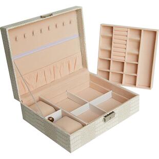 首饰盒收纳盒耳环钉手饰品首饰收藏盒带锁大容量欧式简约库存