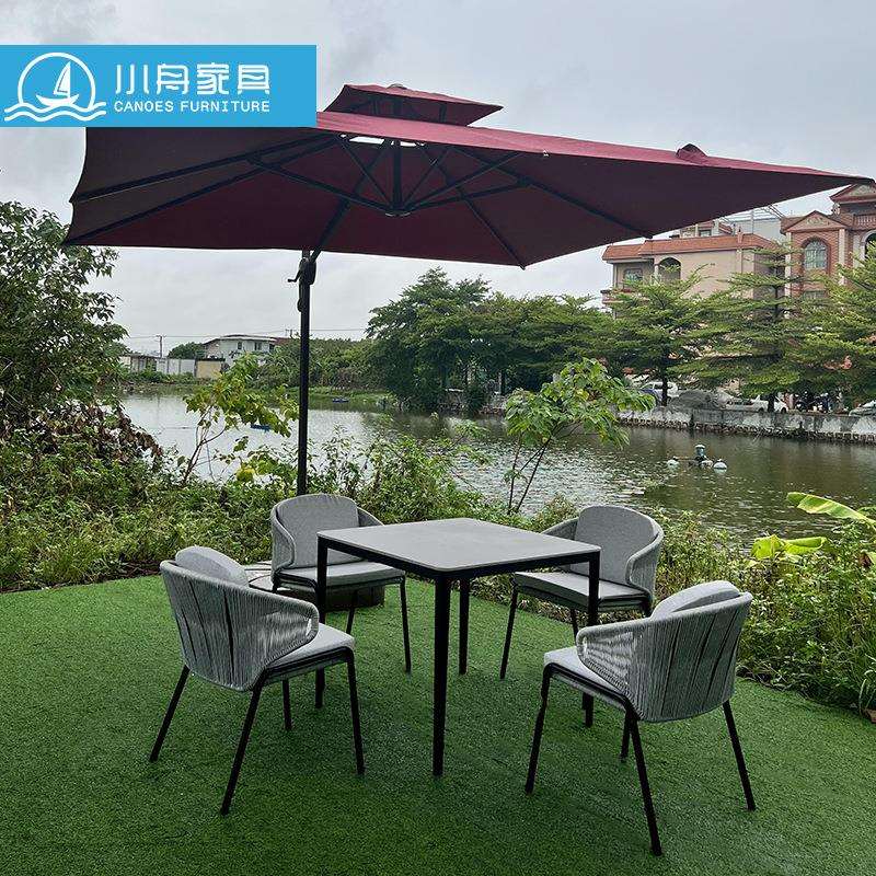 北欧户外天台餐桌椅别墅庭院阳光房酒店花园室外休闲绳编藤椅组合