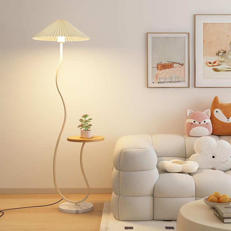 floor lamp 带桌子的落地灯客厅卧室床头百褶立式台灯可调光