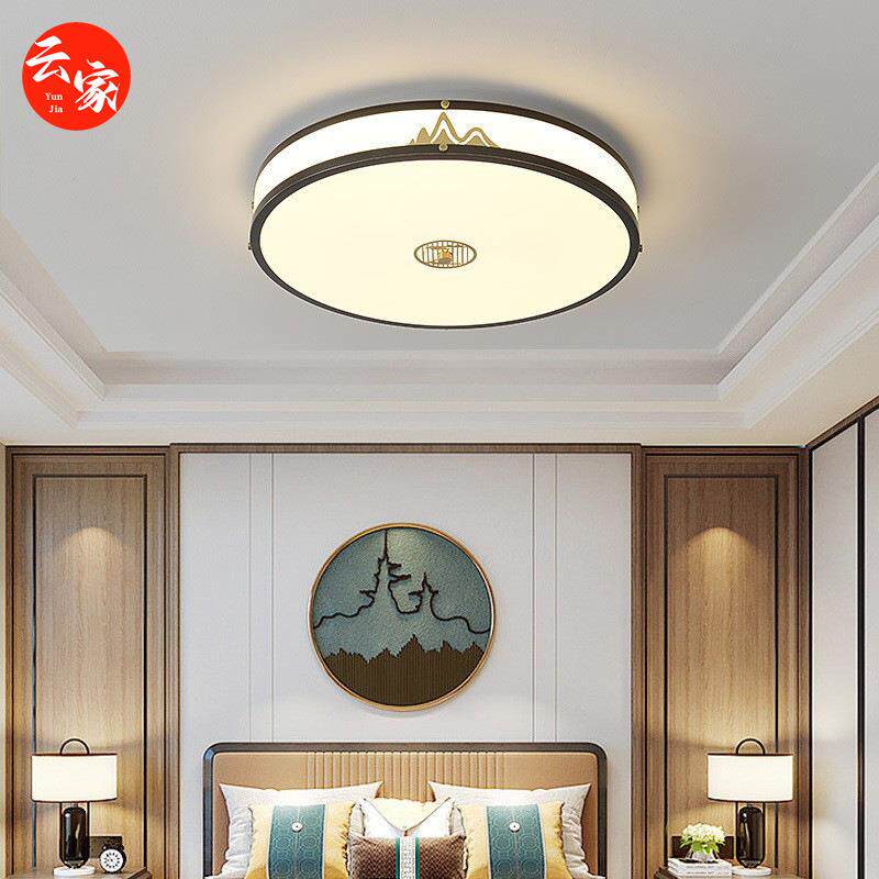 新中式全铜吸顶灯简约客厅灯古典酒店复式楼卧室创意圆形灯中国风