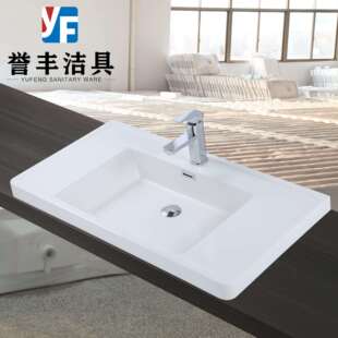 微晶人造石一体盆带挡水条圆角洗脸洗漱台盆可丽耐亚克力水池盆