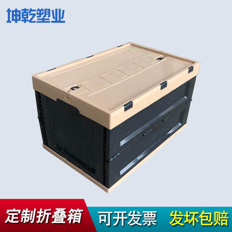 咖啡色折叠箱 卡其色黑色塑料塑胶可折叠周转箱600-340折叠箱厂家