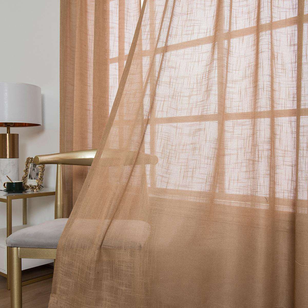 跨境窗帘成品现代简约素色窗纱加厚大肚麻纯色透光不透人窗纱成品