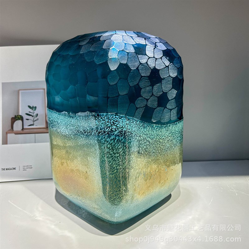 轻奢高级感美式渐变花瓶餐桌博古架创意摆件样板间插花器高级装饰