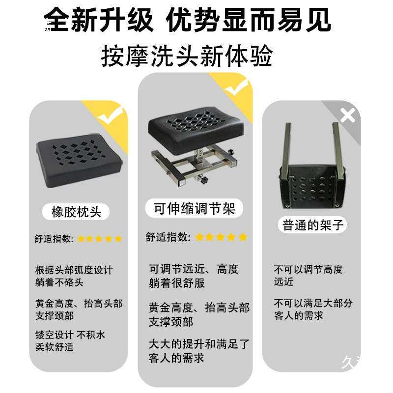 翻枕加装可调节高度架子洗头床枕头发廊泰式冲水床枕头架美发配件
