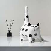 左顾现代简约黑白猫咪创意家居儿童房摆件桌面茶几装 饰品高级摆设