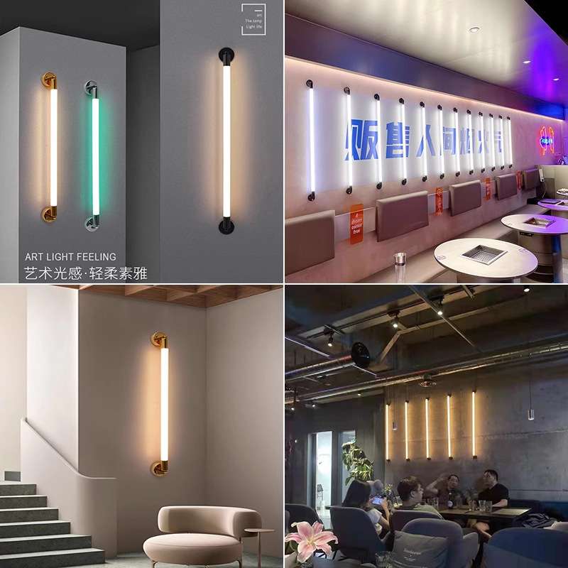 led壁装灯管长条形360度发光彩色壁灯墙壁装饰橱窗招牌t8圆灯管