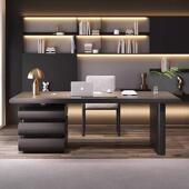 意式 极简实木书桌家用客厅书房电脑桌轻奢现代高档医美咨询办公桌