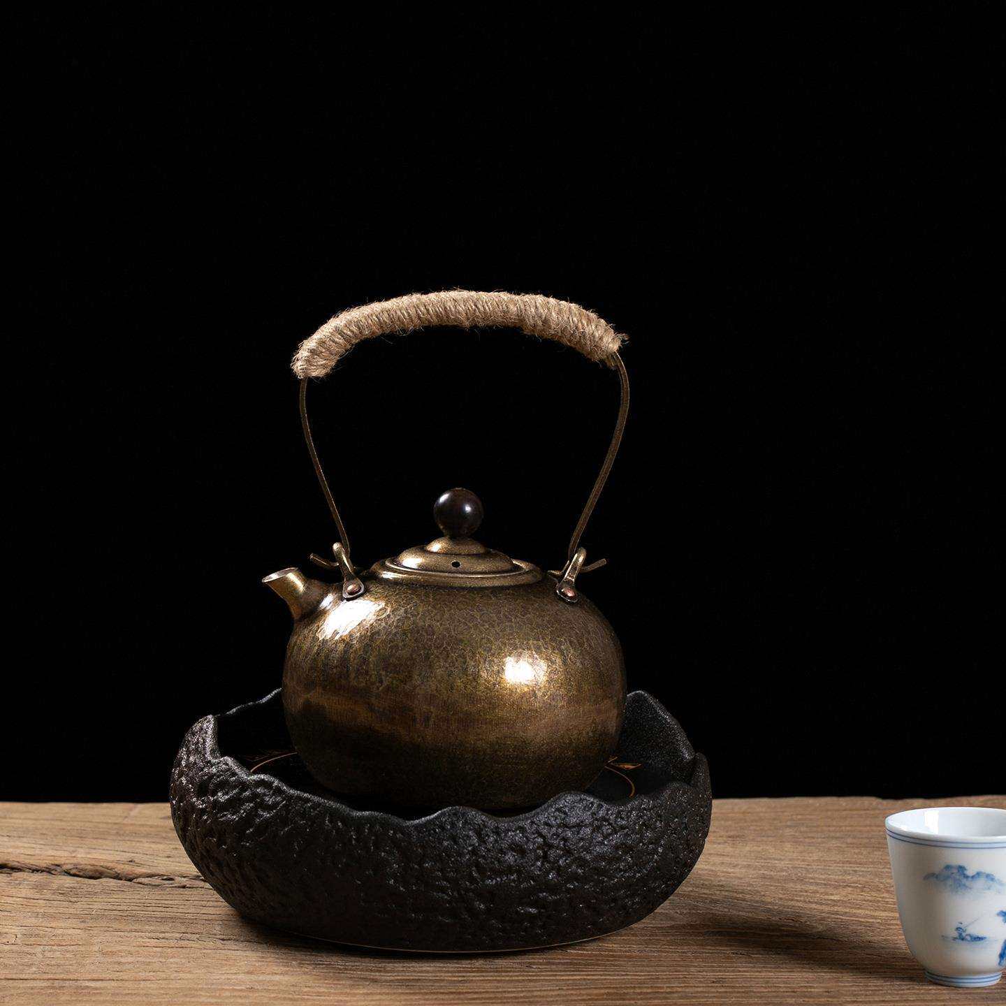 铜壶烧水壶围炉煮茶壶手工纯紫铜茶壶家用沏中式纯手工茶具电陶炉