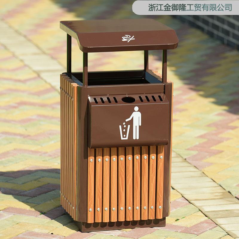 户外垃圾桶不锈钢果皮箱分类创意古典室外果壳塑木环卫箱单筒厂家