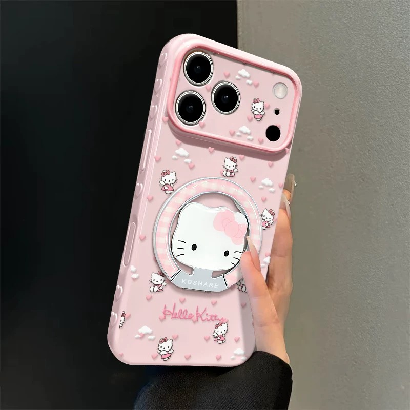 kitt猫咪支架适用iPhone17pro手机壳苹果16promax保护套15plus情侣13pro防摔14por软壳12高级11懒人抖音小众