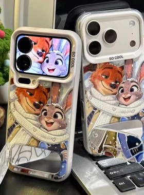 雪地围巾朱迪尼克vivos15手机壳s12pro适用镜面支架s10e狐尼克s9情侣s7t套s7卡通vivi女s15pro疯狂动物城2