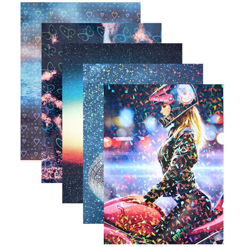 全息镭射冷裱膜自粘贴纸 A4七彩玻璃碎素面句号膜 影楼使用保护膜