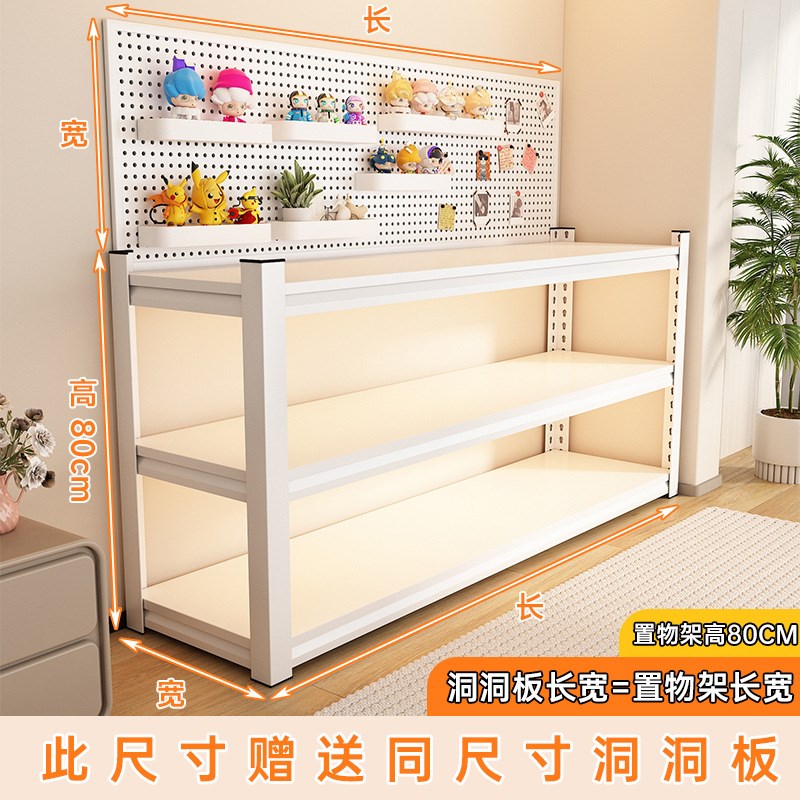 家用货架三层置物架落地多层储物架简易阳台杂物收纳架钢制铁架子