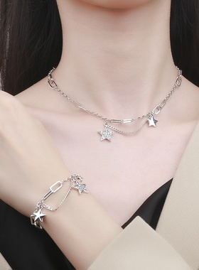 锦河畔 新款颈链镶钻锁骨泰银项链 S925纯银日韩个性时尚气质