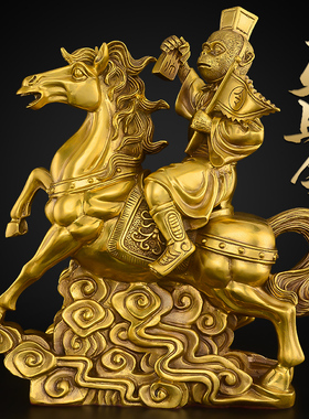 黄铜马摆件客厅招办公室马上封侯工F艺品财生肖马到成功铜马大号
