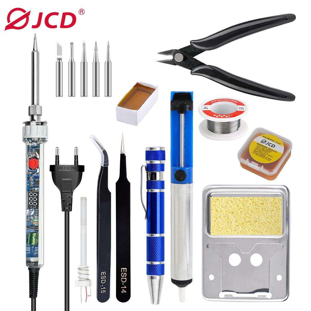 JCD大功率90W可调温电烙铁焊接电子维修工具P907金属陶瓷烙铁套装