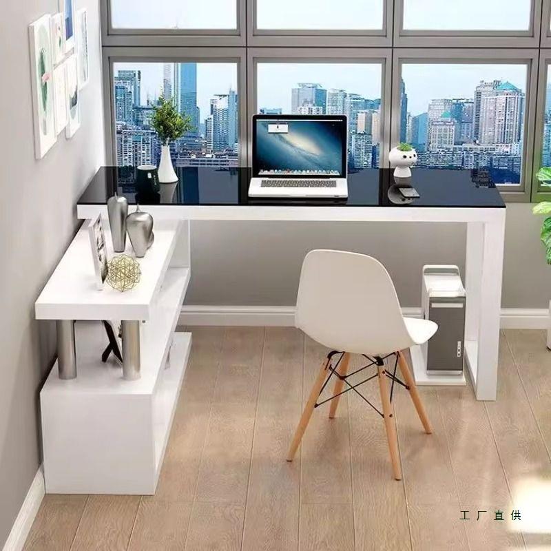 学习电脑桌台式家用学生旋转桌子转角办公写字台简约卧室书桌书架