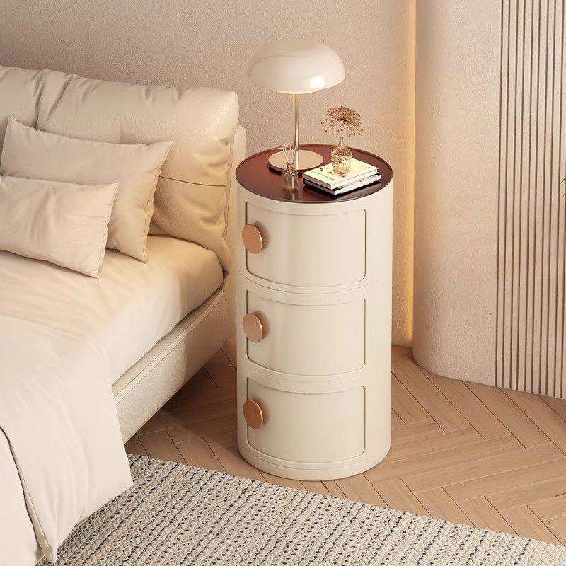 圆形小型床头柜子儿童替代品卧室家用极窄侧边几储物收纳柜置物架