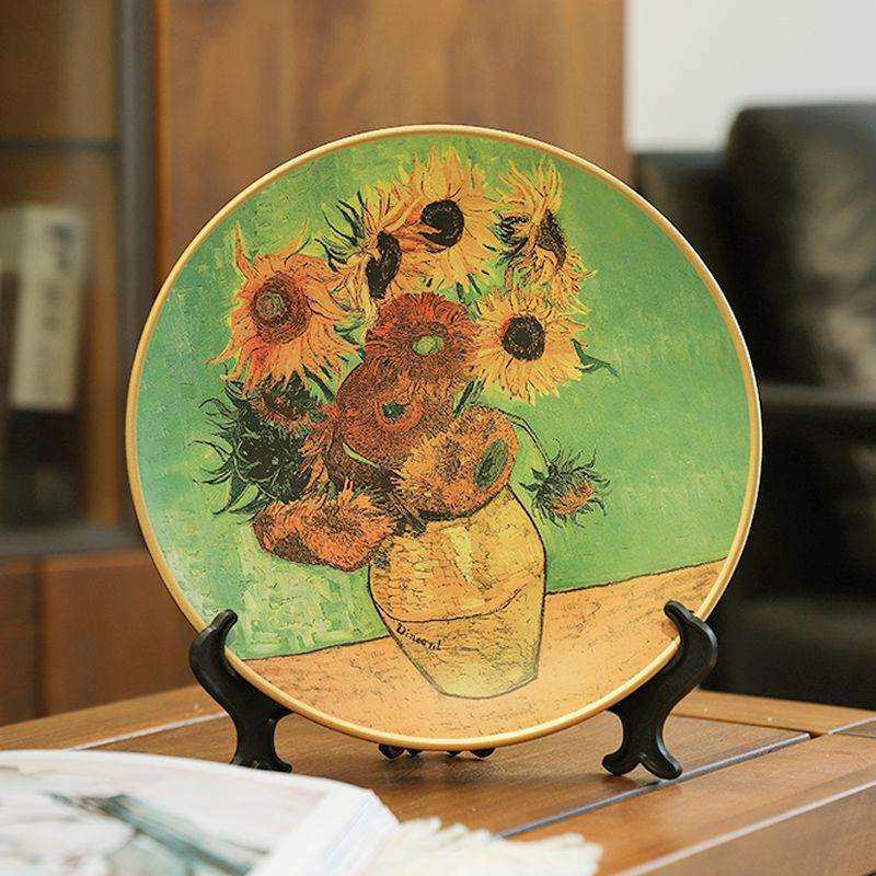 梵高油画装饰盘子陶瓷摆件挂盘客厅电视柜向日葵欧式复古创意摆盘,鲜花速递/花卉仿真/绿植园艺,割草机/草坪机,淘宝优惠券,粉丝福利购,淘宝优惠卷