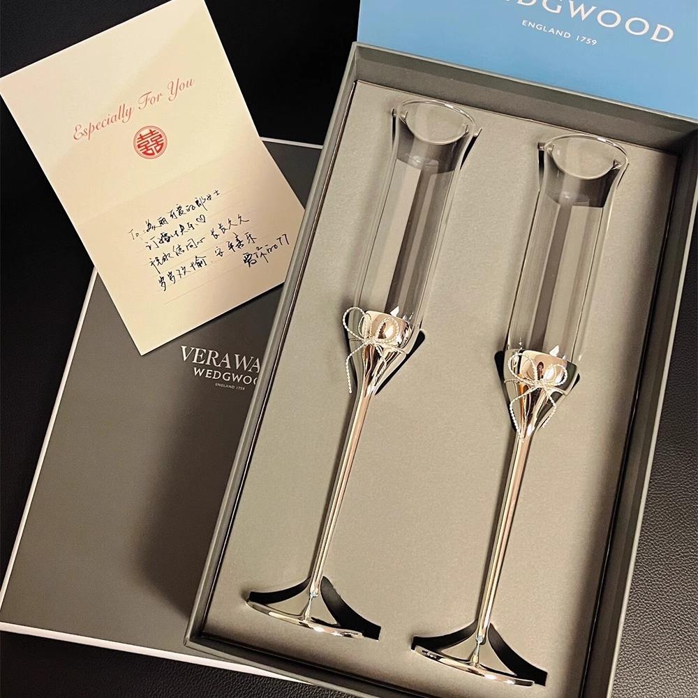 王薇薇wedgwood爱之结绳香槟杯红酒杯高脚对杯新婚结婚生日礼物