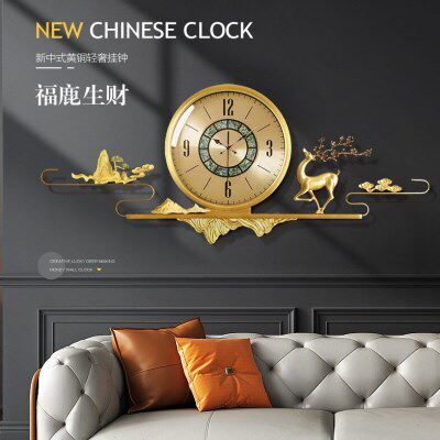 新中式纯铜挂钟客厅家用时尚轻奢现代时钟表创意高档挂墙餐厅挂表