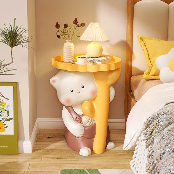 奶油风小猫床头柜替代品客厅儿童房卧室沙发边几电视柜旁落地摆件,家居饰品,落地摆件,淘宝优惠券,粉丝福利购,淘宝优惠卷