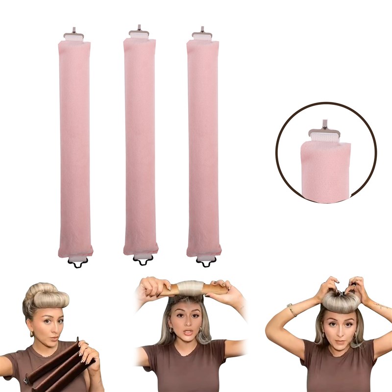 不伤发!加粗h山字钩无热卷发棒睡眠大波浪卷发神器3根装卷发筒