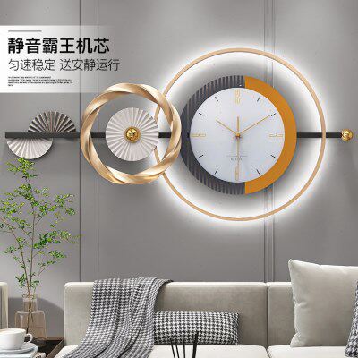 现代简约客厅挂钟装饰餐厅背景墙钟表2022新款壁饰铁艺挂件时钟