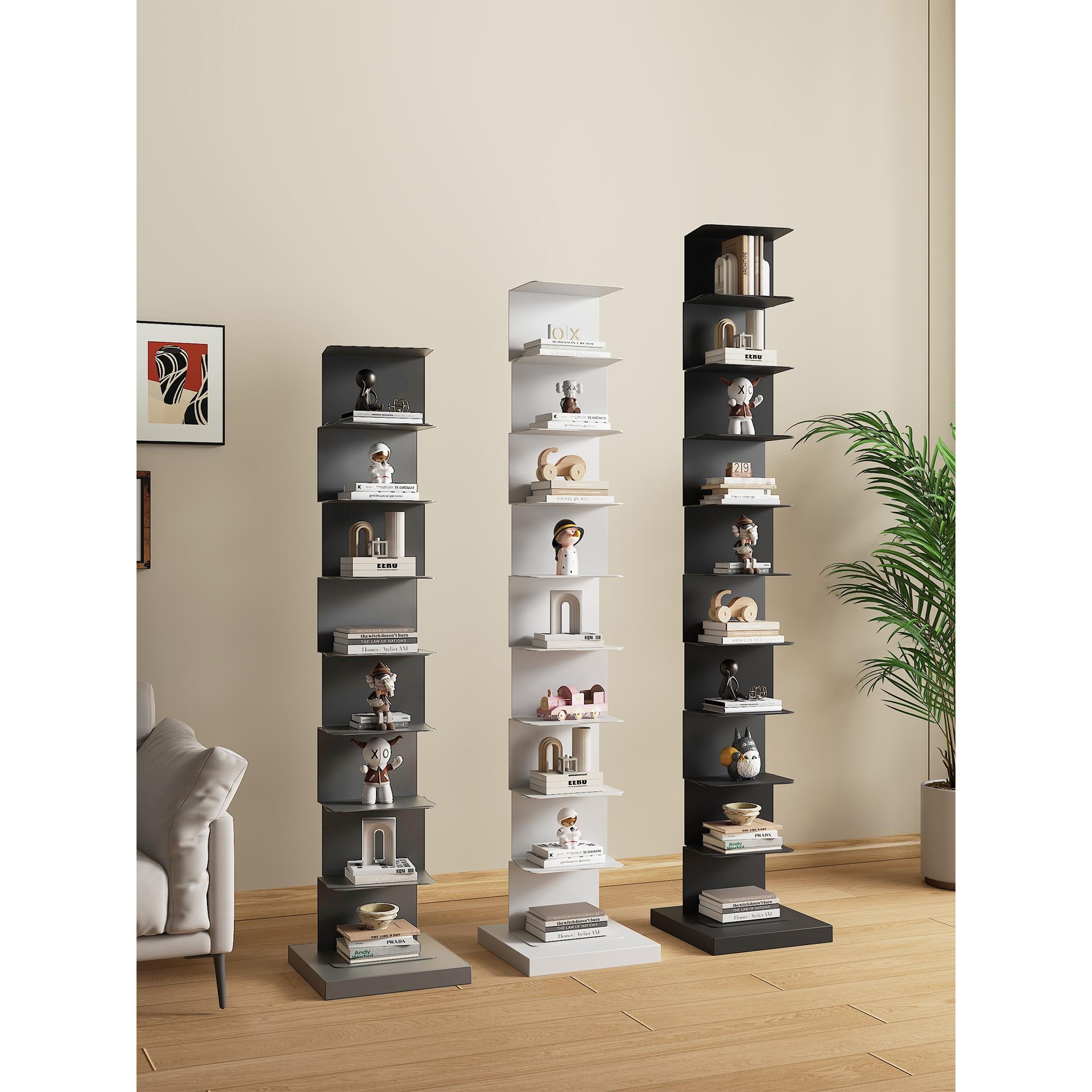 书架落地小型窄款隐形置物架多层铁艺展示架房间客厅墙角收纳书柜