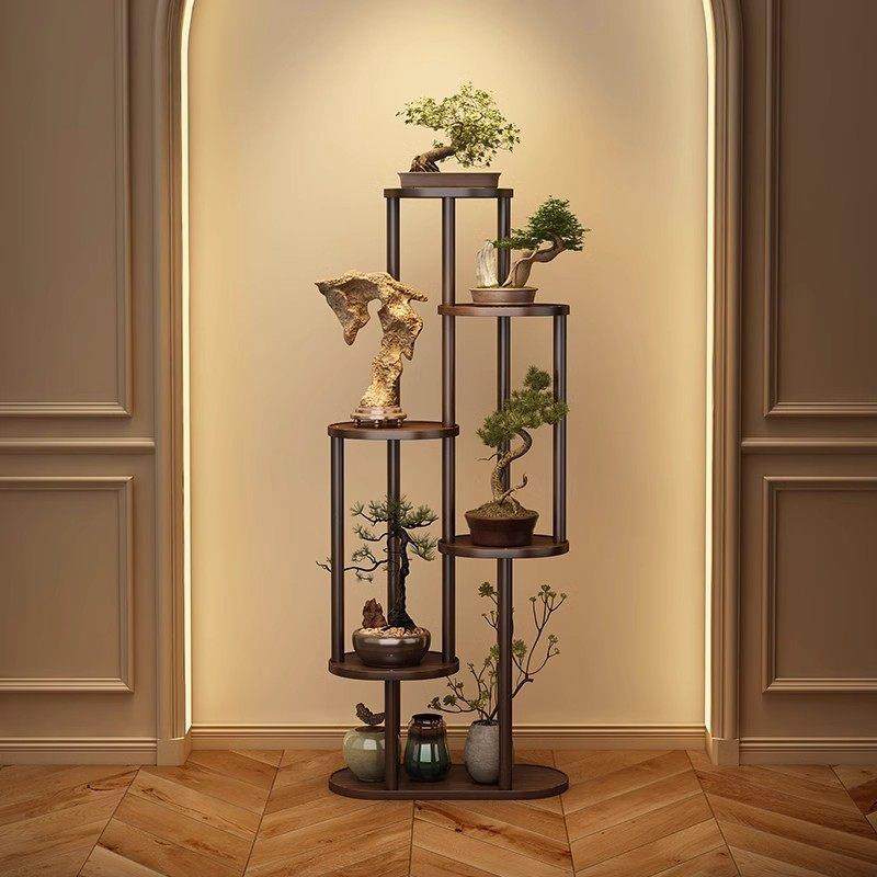 博古架实木中式茶室置物架摆件小型展示架布置高级感简约现代花架