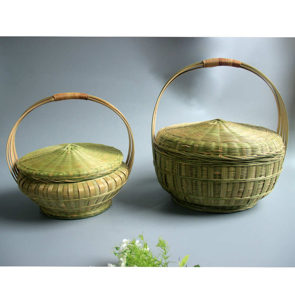 广西竹编手工竹制品鸡蛋收纳篮家用拜神大提篮竹T制茶叶礼品盒小