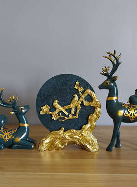 招财鹿酒柜电视柜装饰品办公室家居客厅工艺品创意欧W式现代小摆