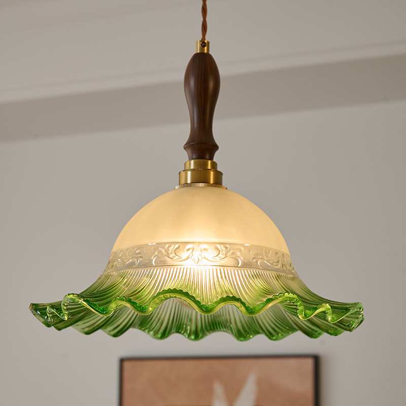餐厅三头吊灯复古创意彩色长盘玻璃吊灯餐桌吧台咖啡店商用小吊灯