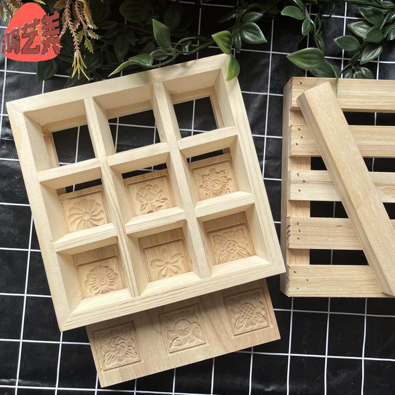 厂家直销实木梯形雕花松糕模具木制米糕蒸松糕烘培模具做米糕模具
