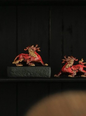 世禧招财貔貅摆件一对家居陶瓷皮丘客厅茶几装饰品办公桌送礼品