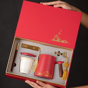 陶瓷马克杯茶水分离水杯子s刻字大容量办公室泡茶杯定制礼品印log