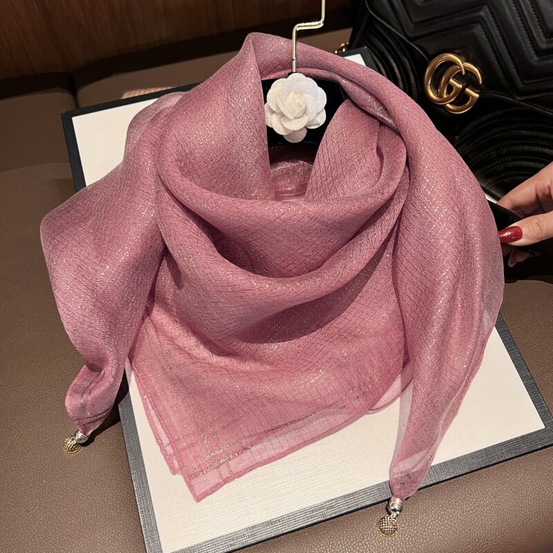 丝巾女春秋新g款磁吸扣高级感雪纺纱巾百搭装饰小领巾薄款洋气围